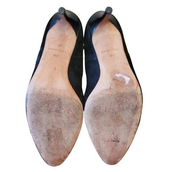 Cole Haan Black Suede Ankle Boots Spike Heel Slip On Party Night‎ Out Witchy - 6 - Picture 9 of 10